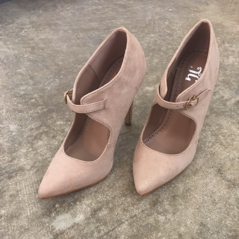Beige Closed Toed Heels
